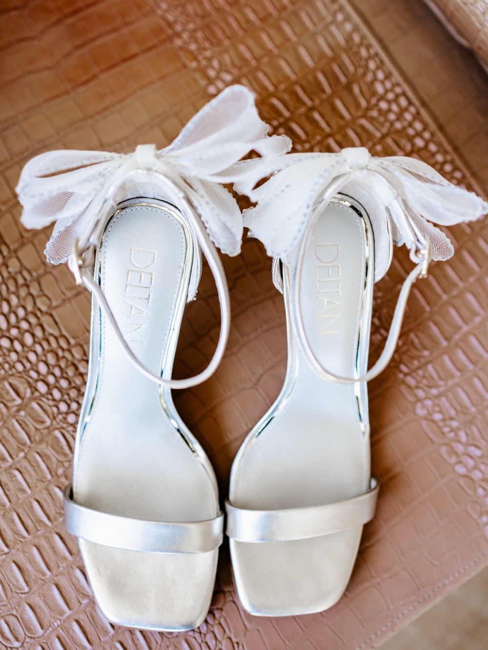 Silver Bow Ankle-Strap wedding Sandals for Women